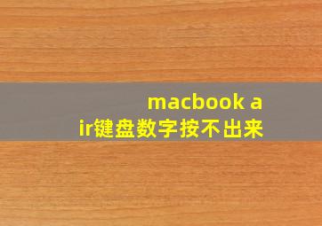 macbook air键盘数字按不出来